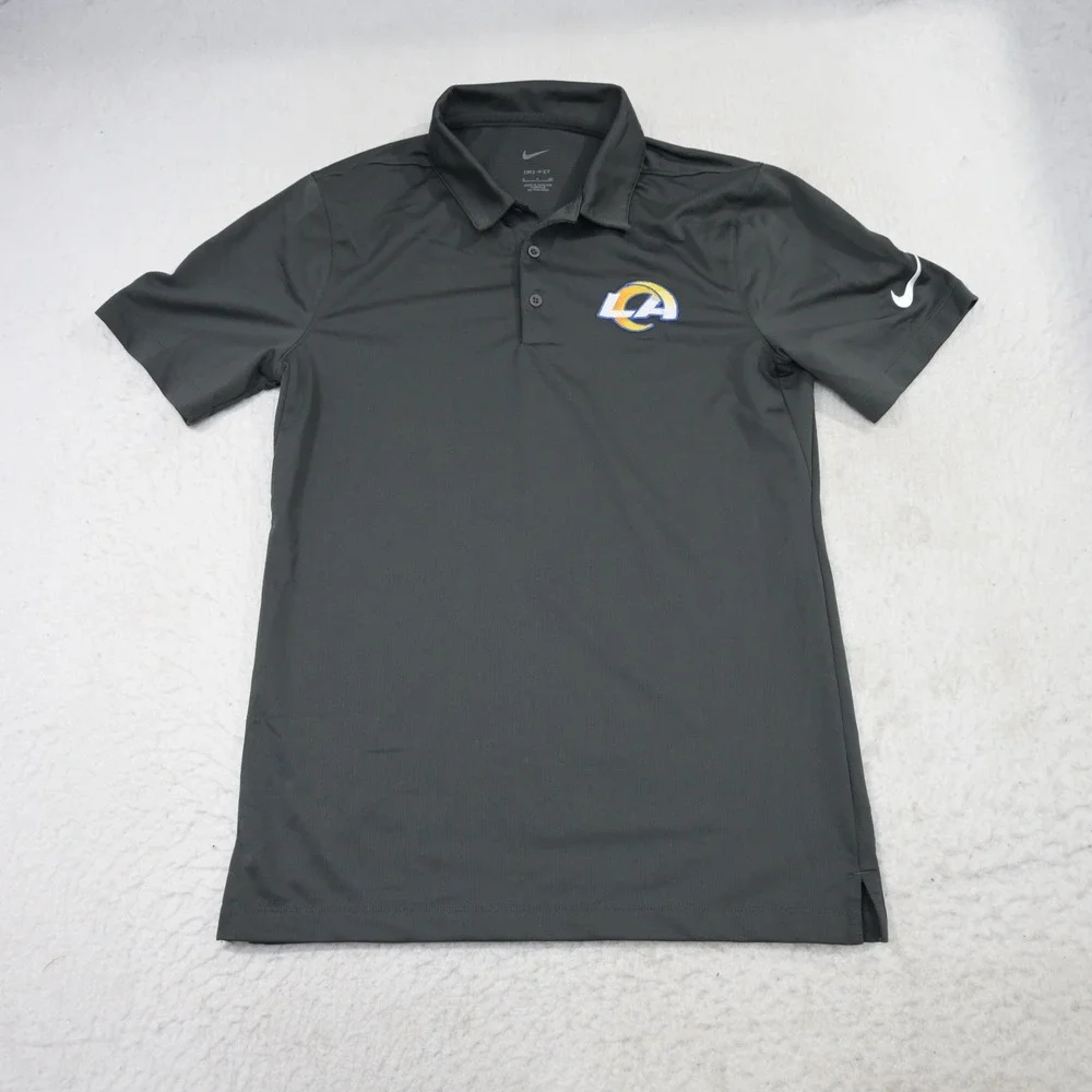 Nike Los Angeles Rams Golf Polo Mens Small Gray Dri-Fit Short Sleeve NFL